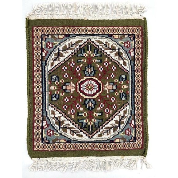 Miniature Hand-knotted Wool Afghani/Pakistani Carpet Sample Dollhouse 10"x12"rug - Picture 2 of 8